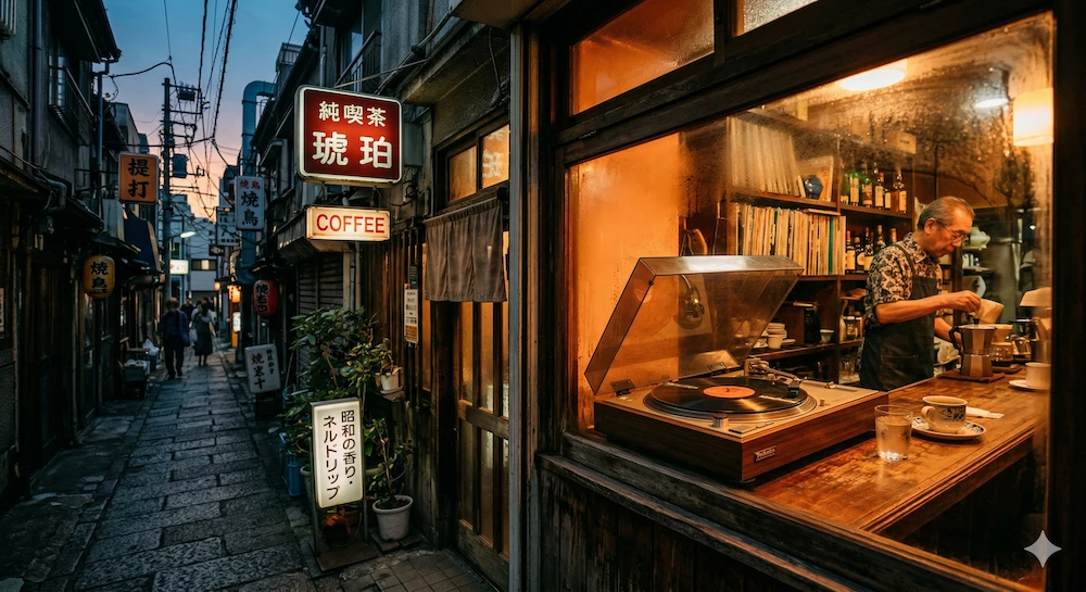 Nano Bananaで生成したレトロ喫茶店の画像