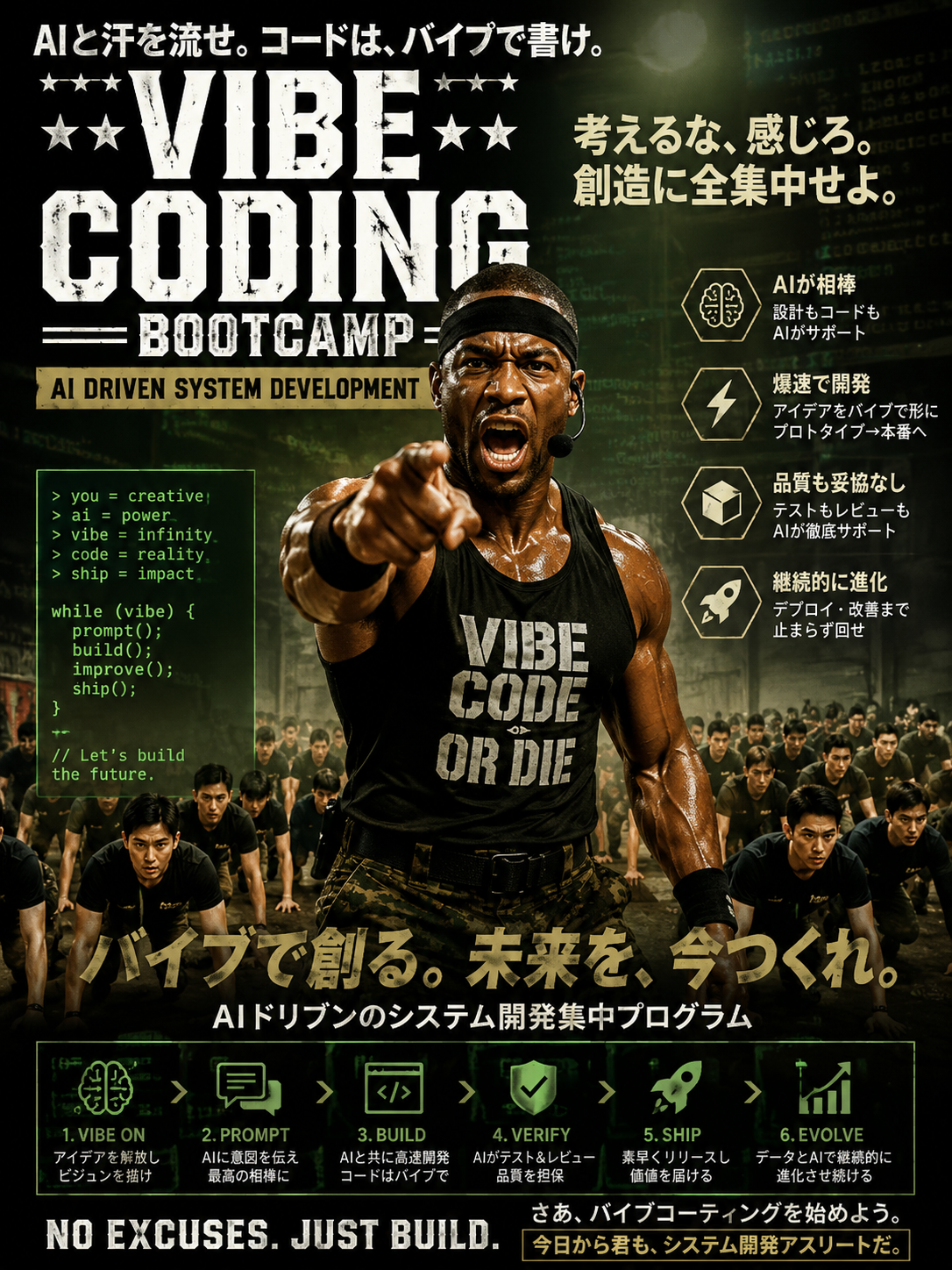 入力に使った VIBE CODING BOOTCAMP のポスター画像
